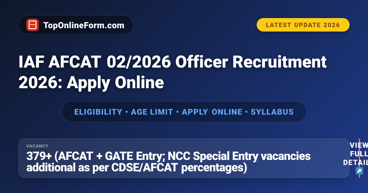 IAF AFCAT 02/2026 Officer Recruitment 2026: Apply Online