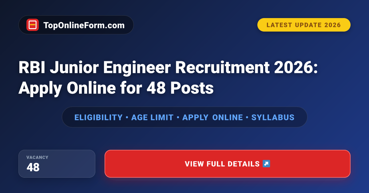 RBI Junior Engineer Recruitment 2026: Apply Online for 48 Posts